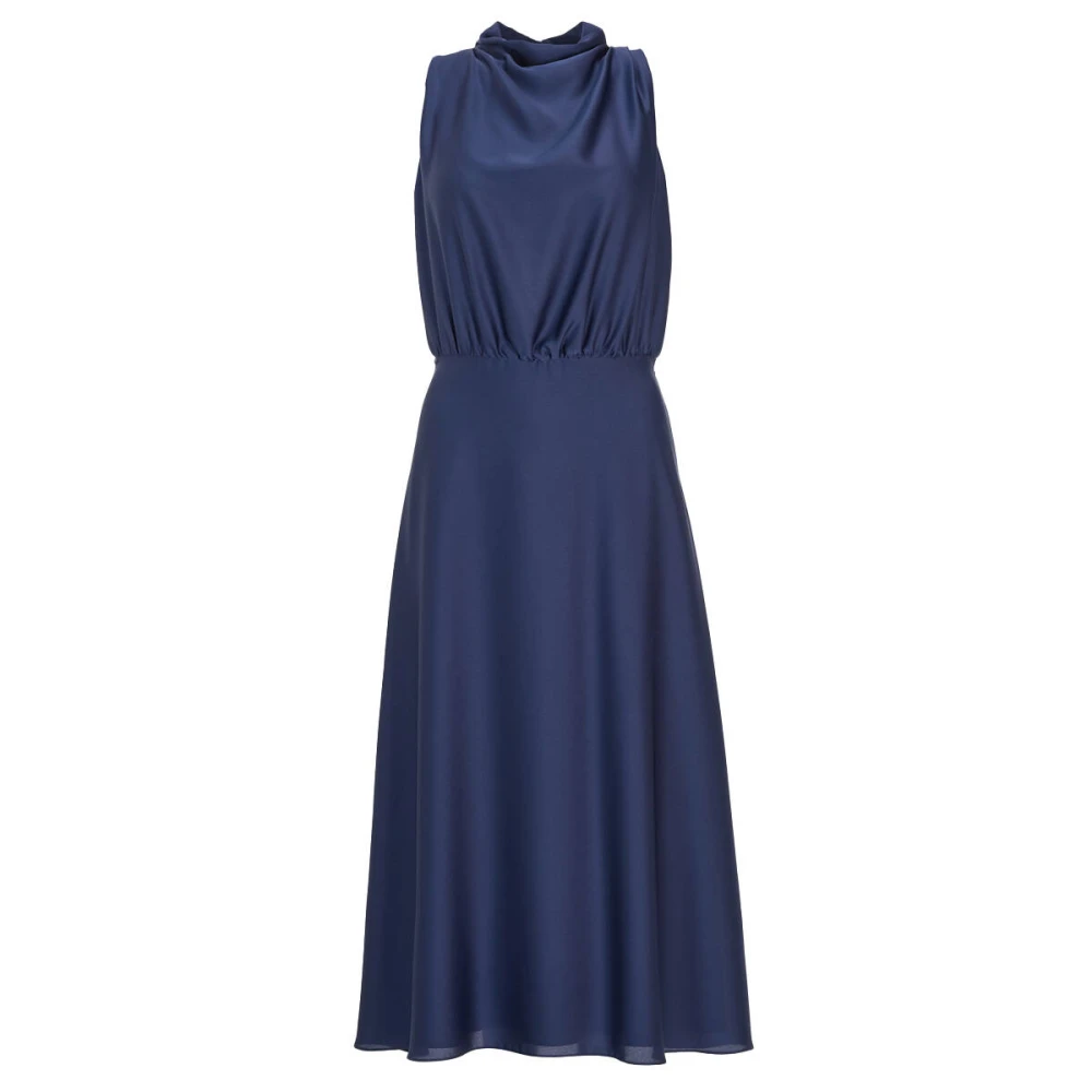 Swing Satijnen Midi Jurk Blue Dames