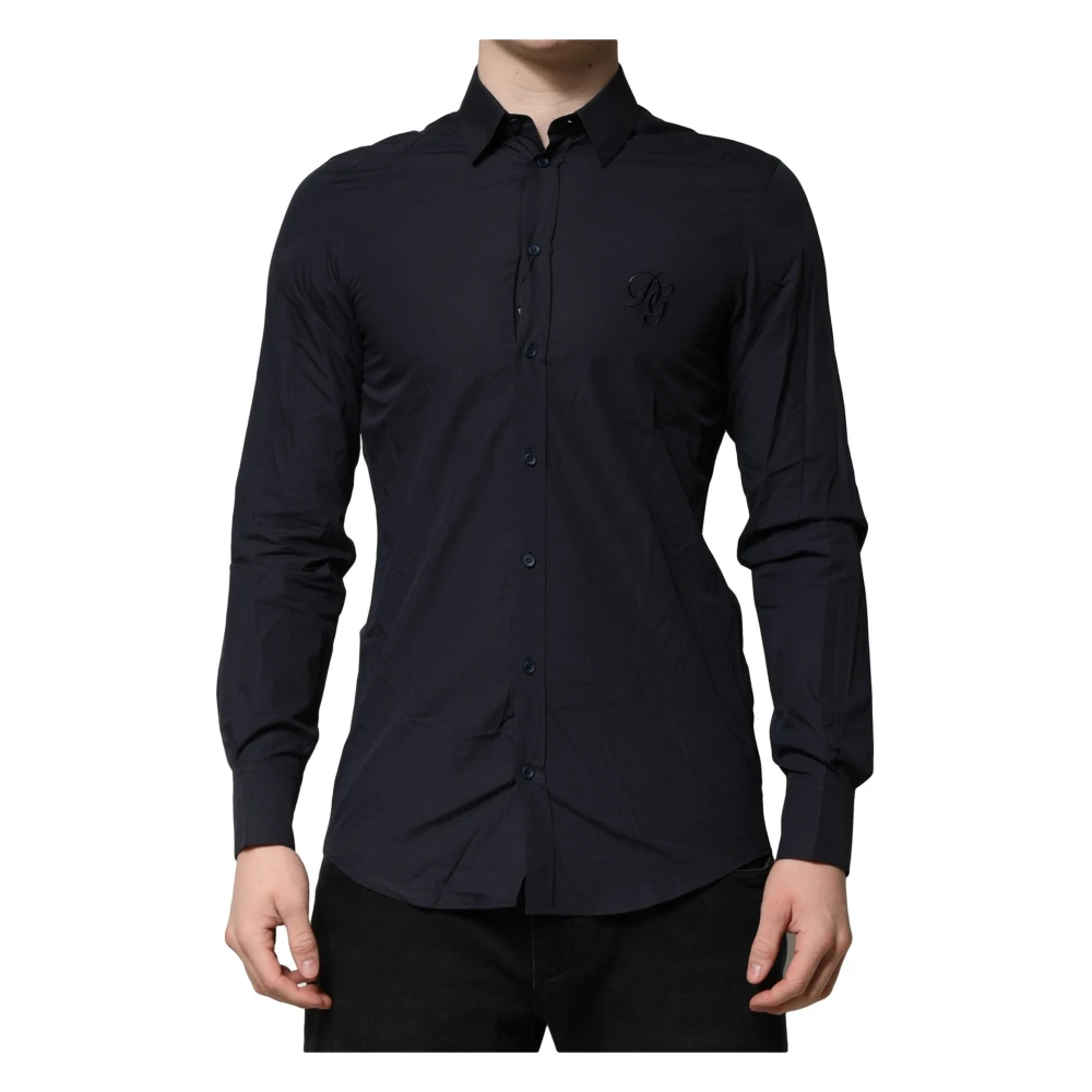 Dolce & Gabbana Dark Blue MARTINI Cotton Dress Formal Shirt - IT38 | XS - Image 2