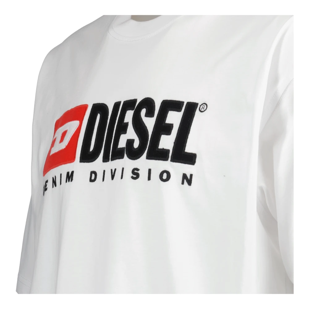 Diesel Witte Katoenen T-shirt met Ronde Hals White Heren