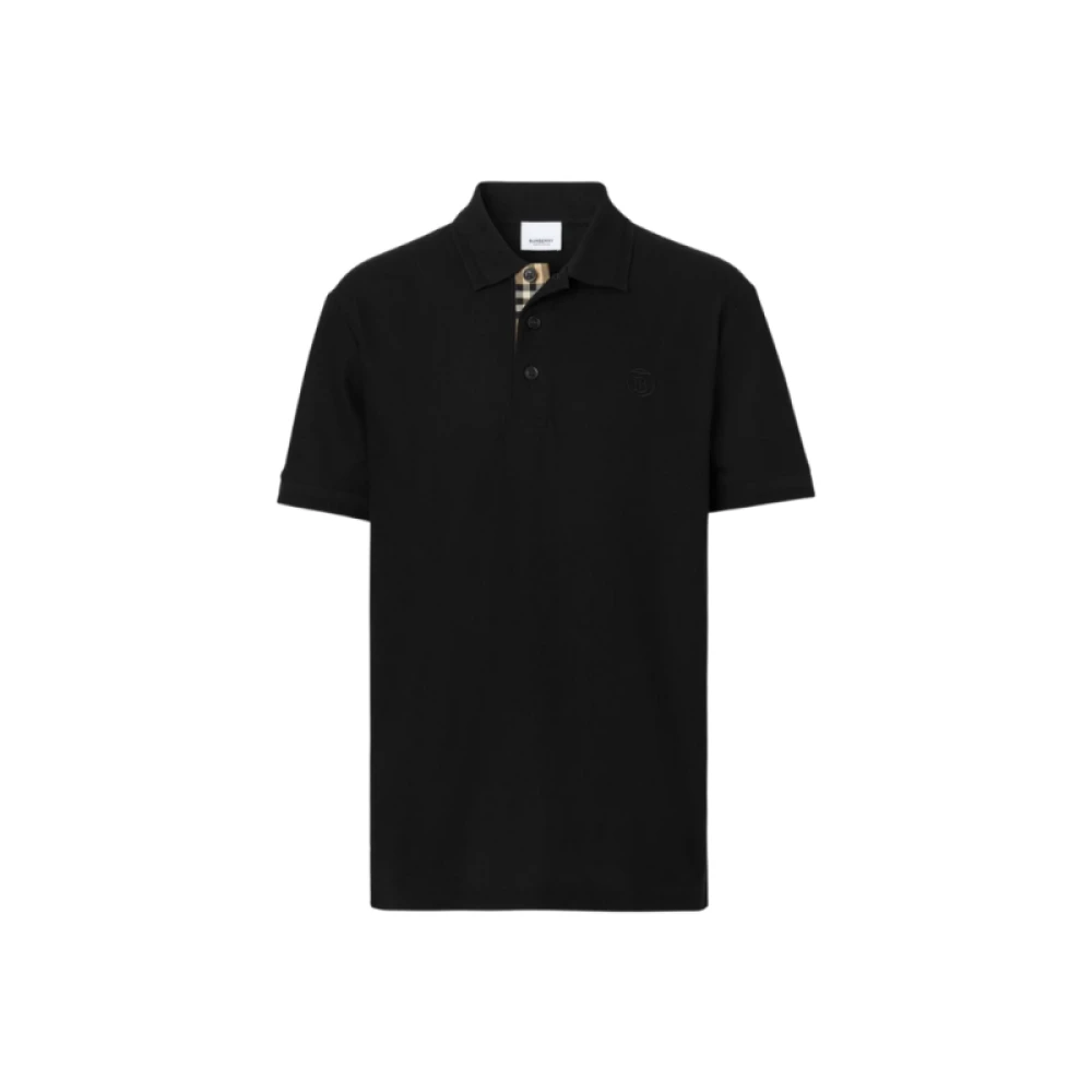 Burberry Katoenen polo met korte mouwen en Monogram Logo Black Heren