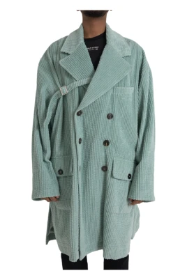 Blå Corduroy Trench Coat Jacka