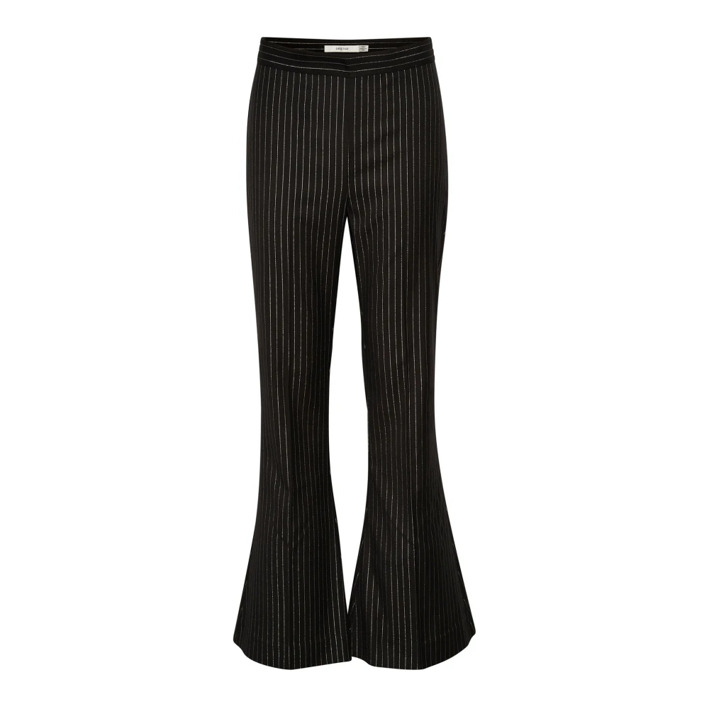 Gestuz Hoge taille flare broek met krijtstreep patroon Black Dames