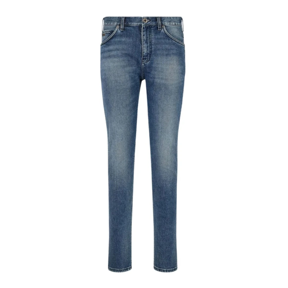 Emporio Armani Slim Fit Denim Jeans med Fem Fickor Blue, Herr