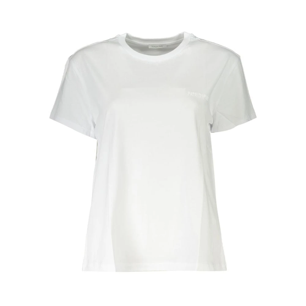 PATRIZIA PEPE Witte Katoenen Crew Neck Tee White Dames