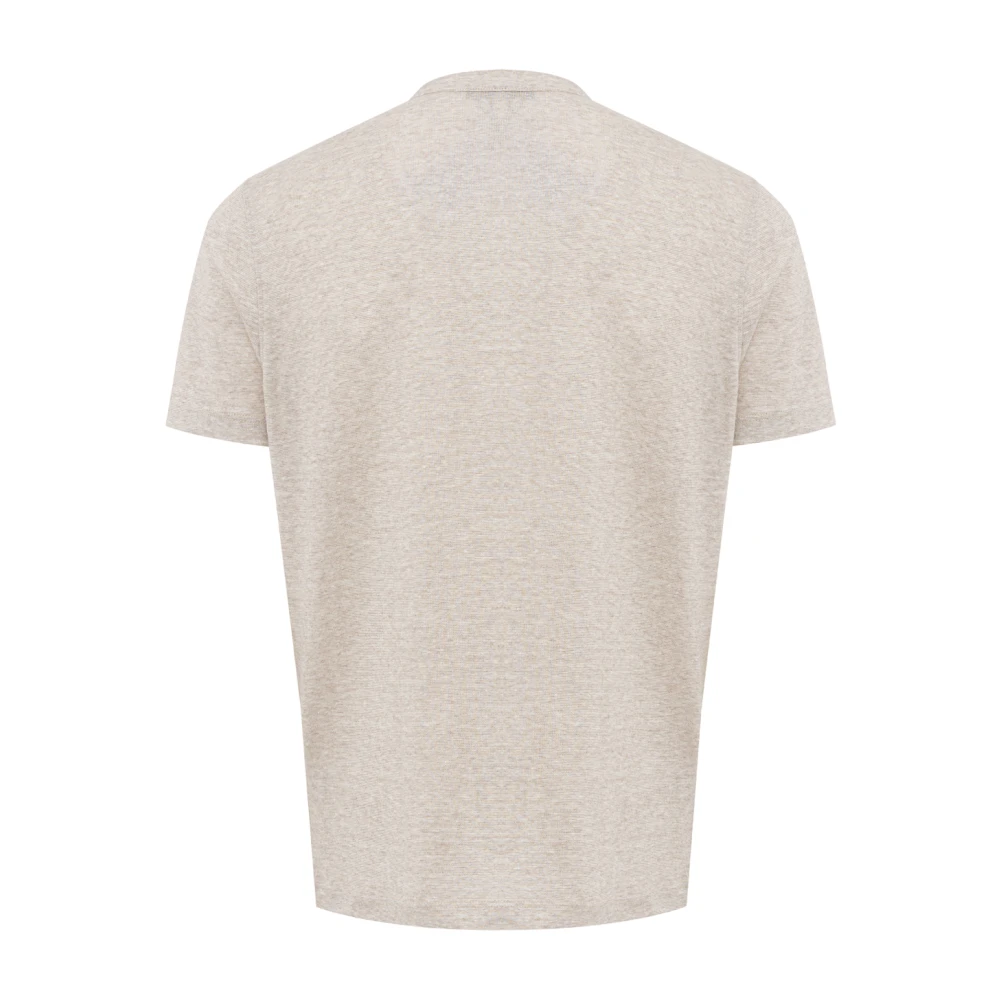 Corneliani Beige Koreaanse Kraag T-shirt Made in Italy Beige Heren