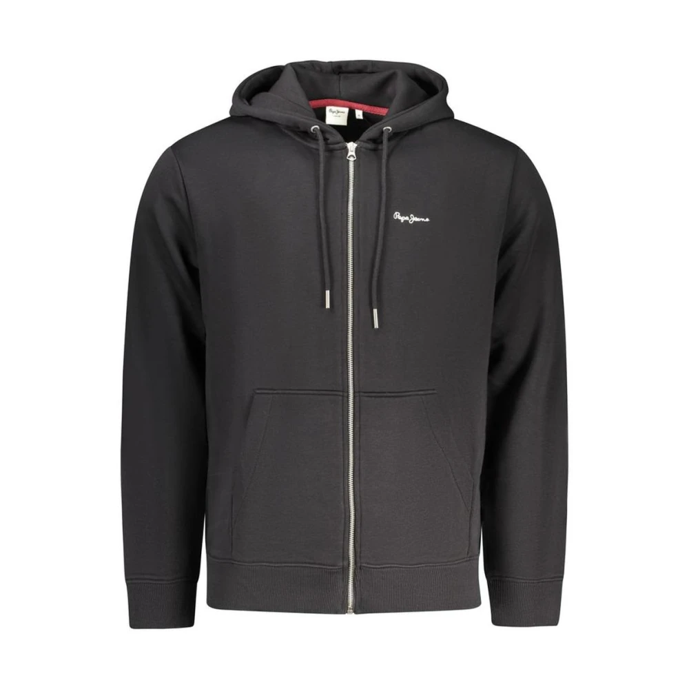 Pepe Jeans Men's Black Zip-Throughs, 2XL, Cotton Crewneck Sweatshirt With Ribbed Trims