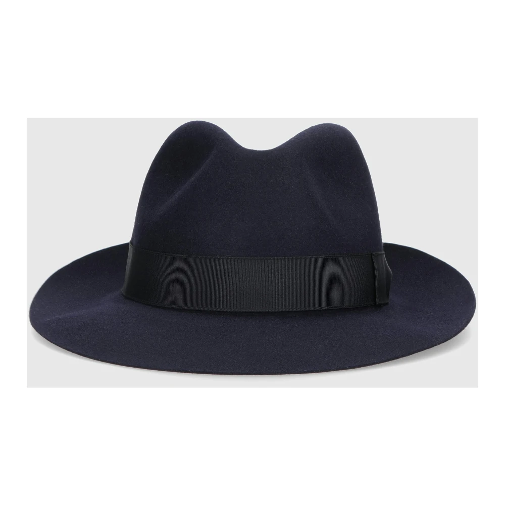 Borsalino Lichtgewicht vilten hoed met grosgrain lint Blue Heren