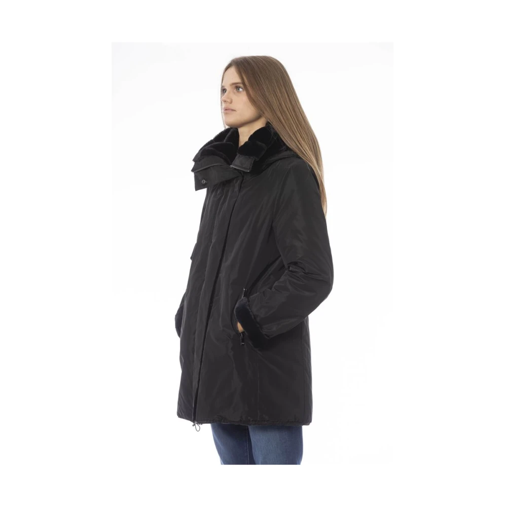Baldinini Elegante Omkeerbare Jas met Capuchon Black Dames