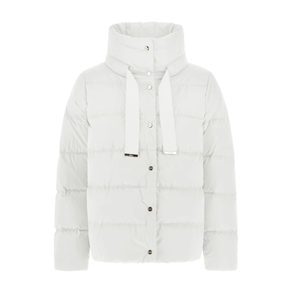 Herno Women's White Quilted Coat High Neck Design