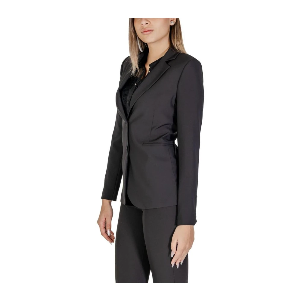 Sandro Ferrone Zwarte Polyester Elastaan Blazer Black Dames
