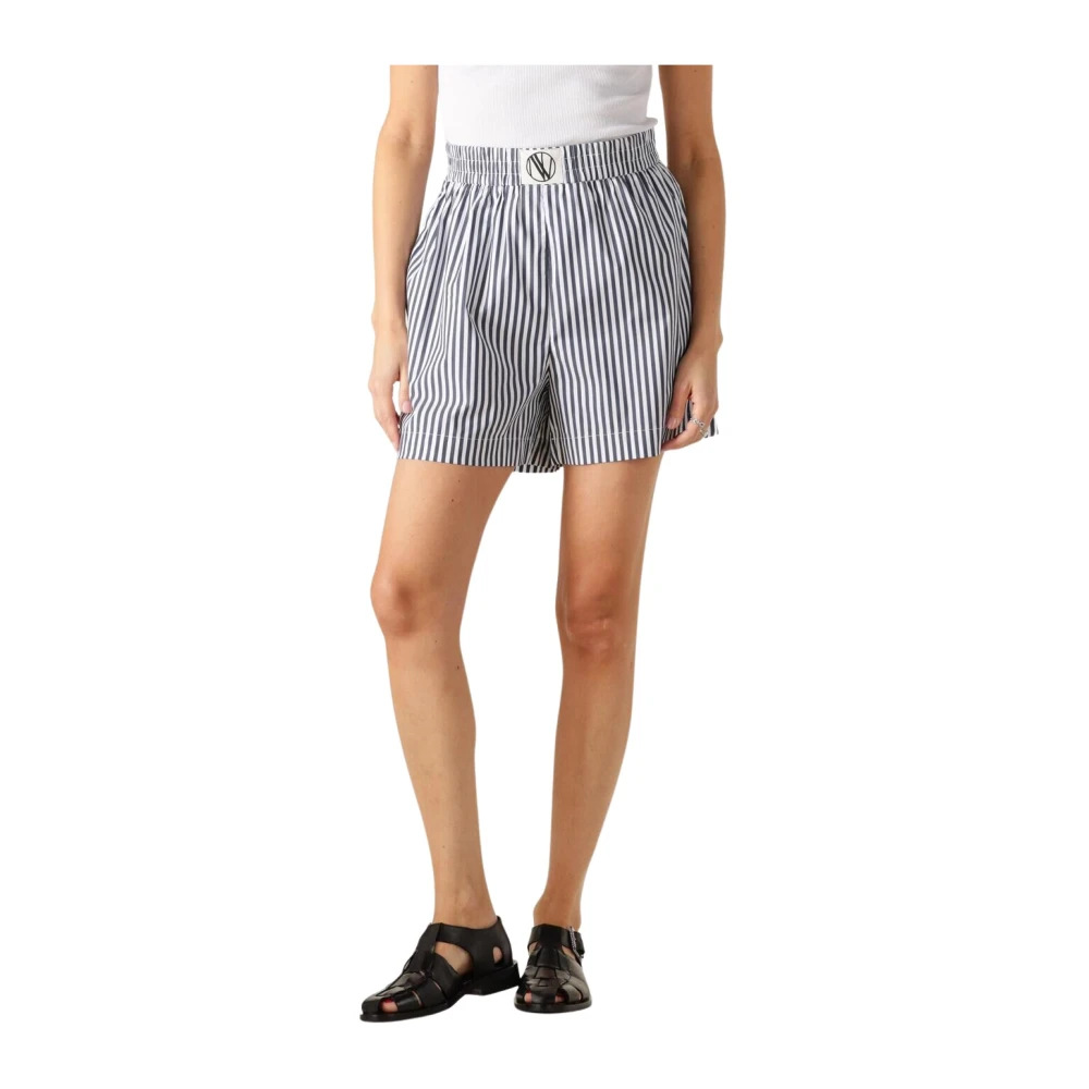 Notre-v Navy Gestreepte Broek Blue Dames