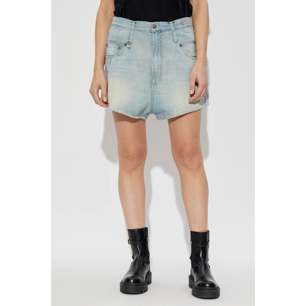 R13 Vintage-Effect Denim Shorts Blue Dames