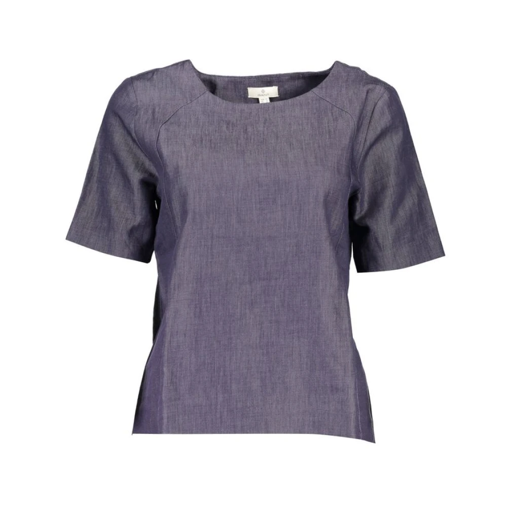 Gant Women's Blue Cotton Logo T-Shirt