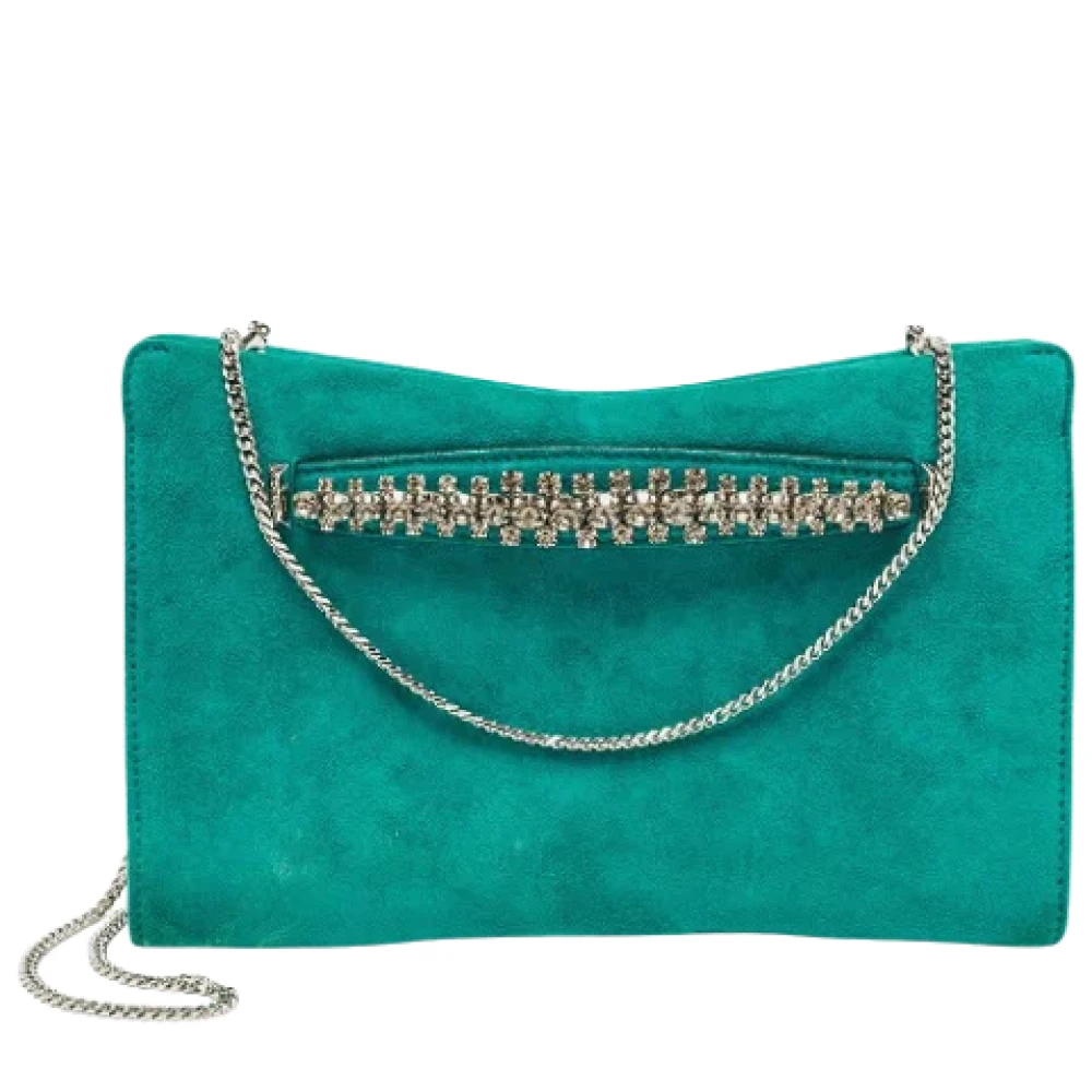 Jimmy Choo Pre-owned Suede clutches Green Dames