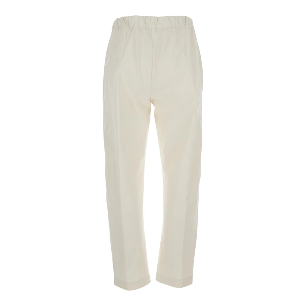 Semicouture Witte Broek met Trekkoord Taille Katoen Vrouwen White Dames