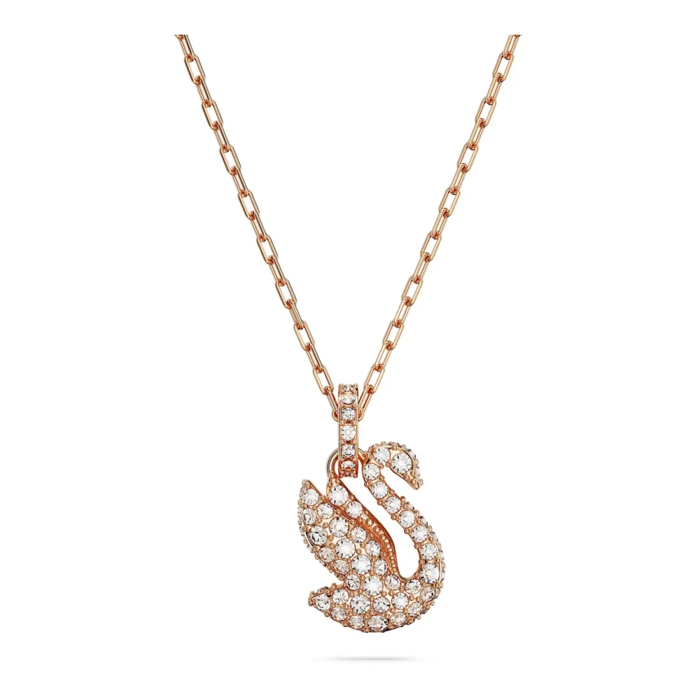 Swarovski Women's Pink Necklaces, One Size, Pendant Unisex Iconic Swan Small White Rose Gold 5647555