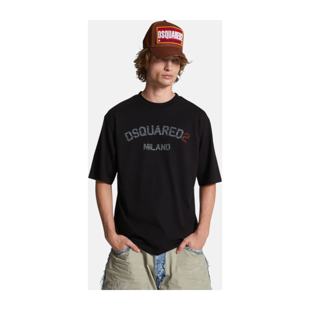Dsquared2 Zwart Katoenen Jersey Oversized T-shirt Black Heren