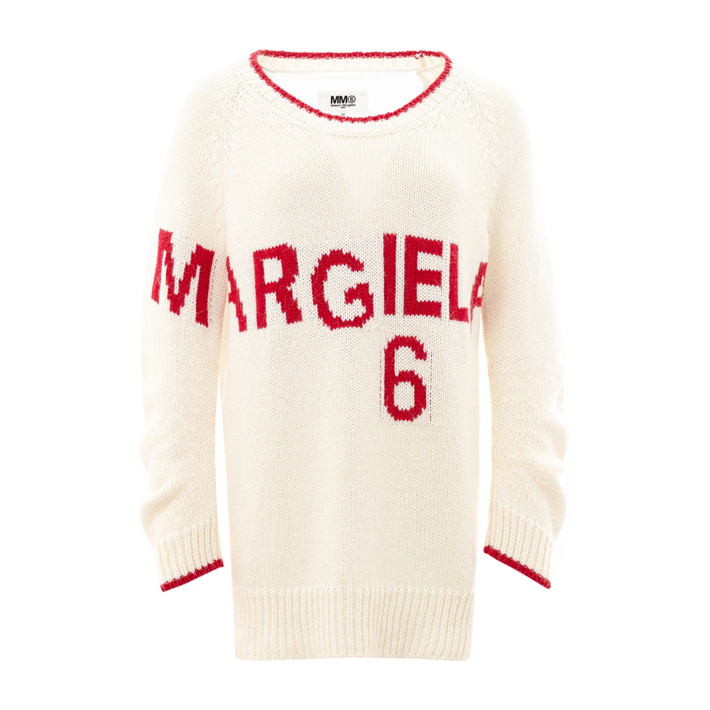 MM6 Maison Margiela Logo Print Oversized T-shirt White Dames