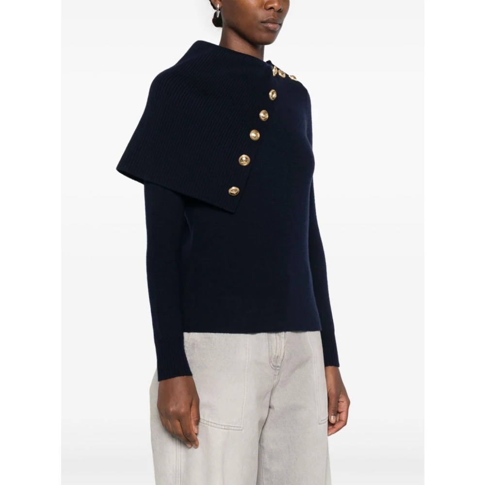 Paco Rabanne Navy Merino Wol Trui Elegant Blue Dames