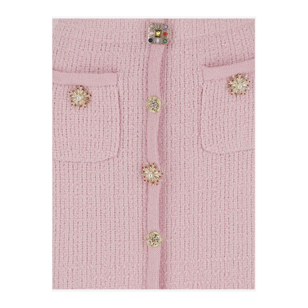 Self Portrait Roze Gebreide Mini Rok Juweelknoop Pink Dames
