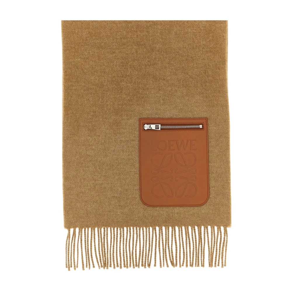 Loewe Women's Beige Wool And Cashmere Scarf With Pocket