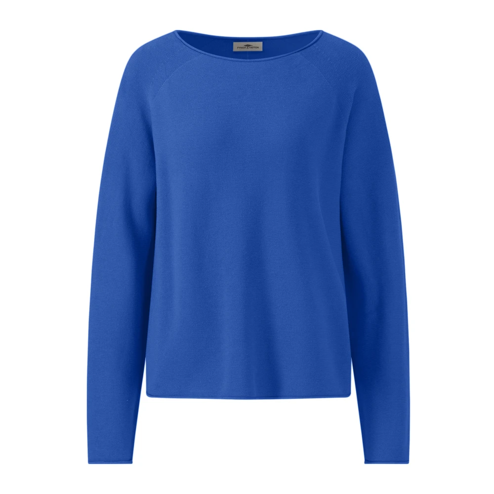 FYNCH-HATTON Fijne katoenen O-Neck Pullover Blue Dames