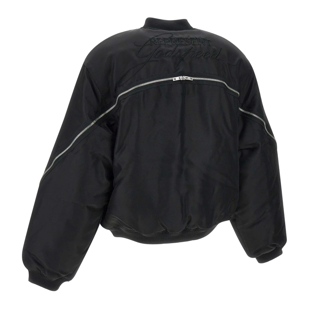 Represent Zwarte Zip Back Bomber Jas Black Heren