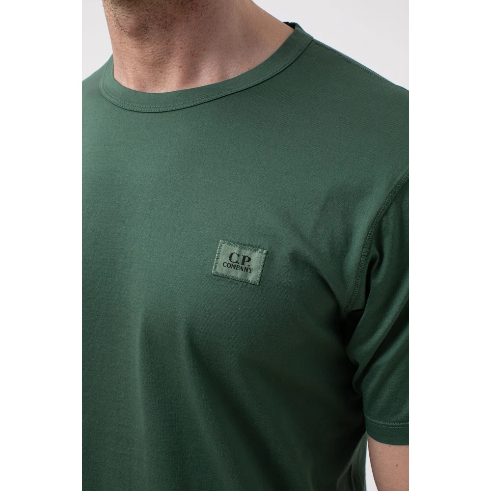 C.P. Company Groene Logo T-shirt in Filo di Scozia Green Heren