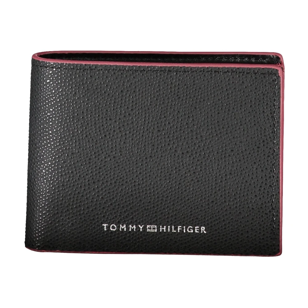 Tommy Hilfiger Elegante Leren Bifold-Portemonnee met Contrasterende Accenten Black Heren