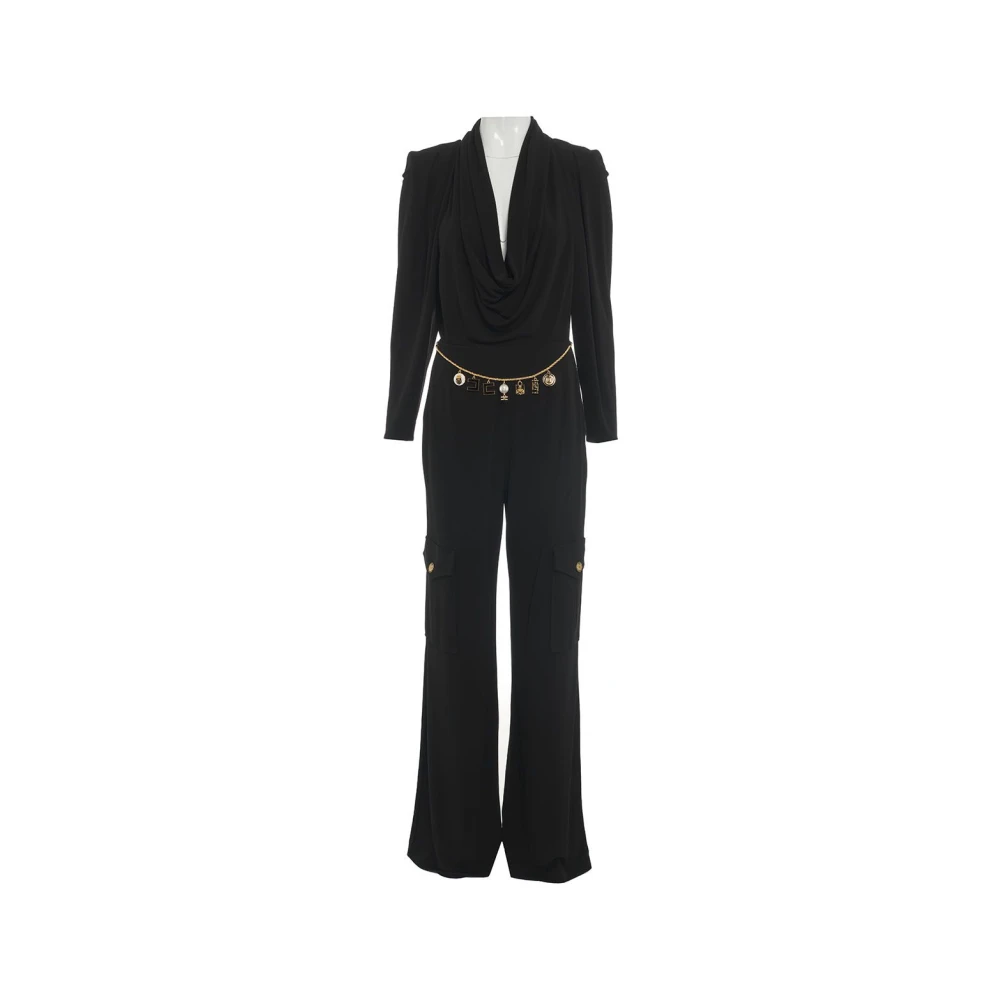 Elisabetta Franchi Zwart Crêpe Jersey Jumpsuit Overall Black Dames