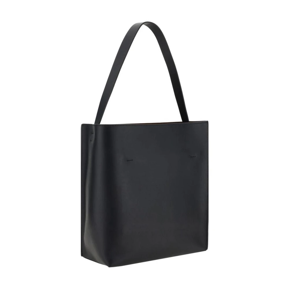 Marni Iconische schoudertas van kalfsleer met platte band Black Dames