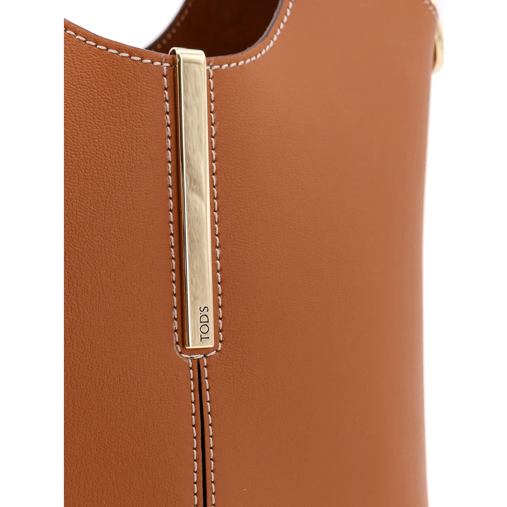 TOD'S Kalfsleren Tas met Logodetail Brown Dames