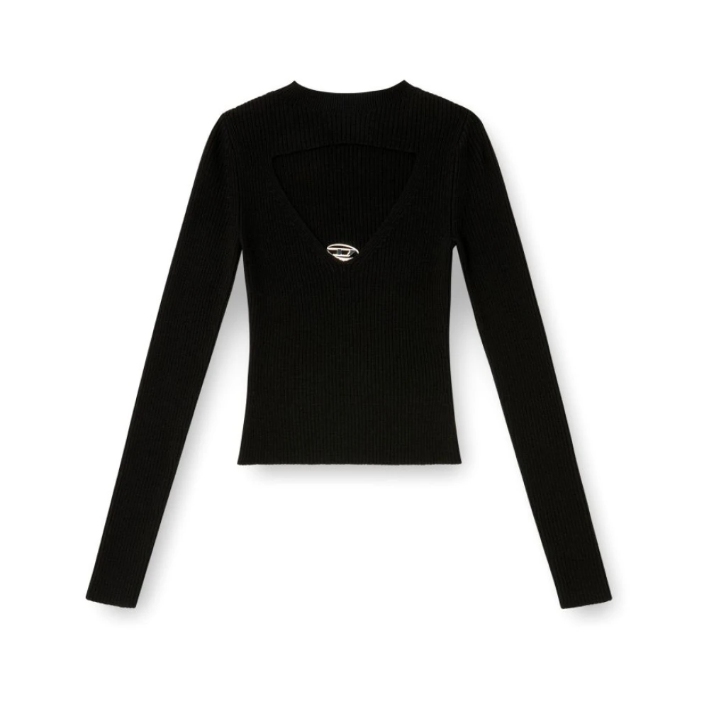 Diesel Women's Black Round-Neck Knitwear, M, Round-Neck Knitwear