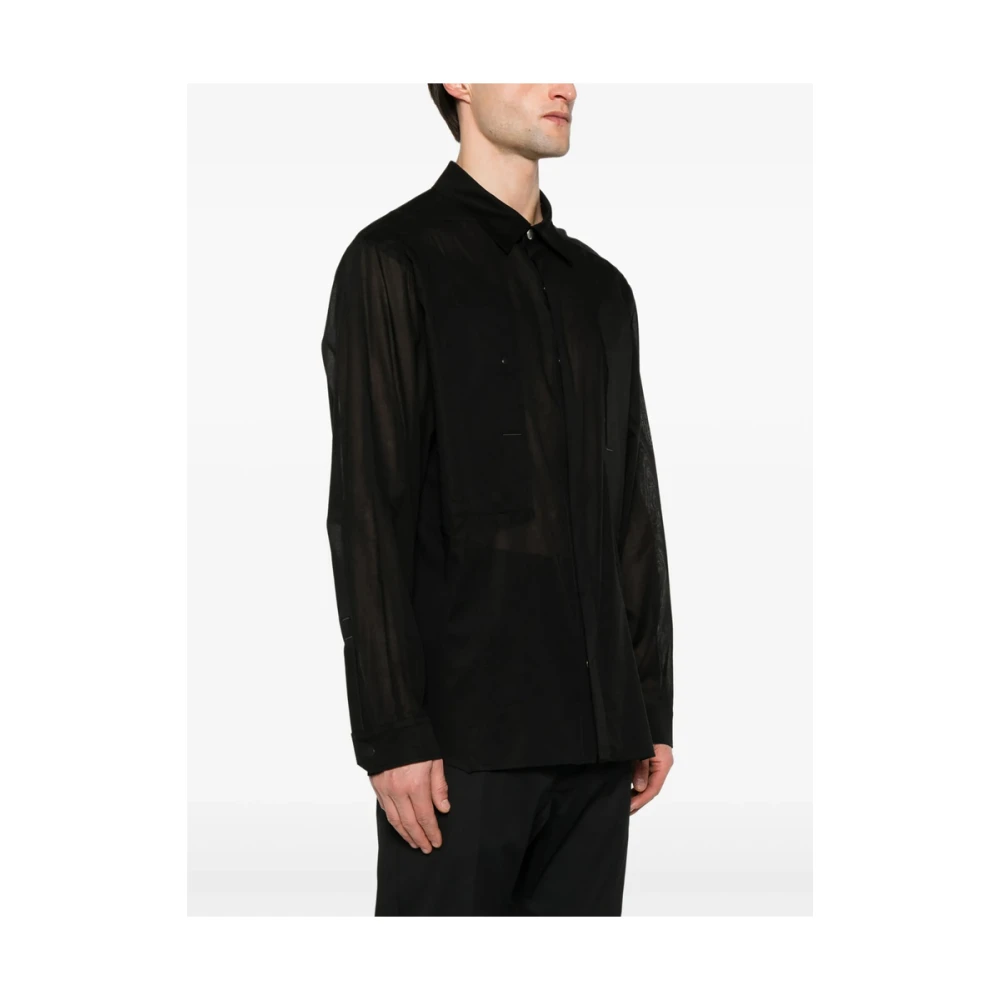 Rick Owens Zwarte knoopsluiting met lange mouwen Black Heren