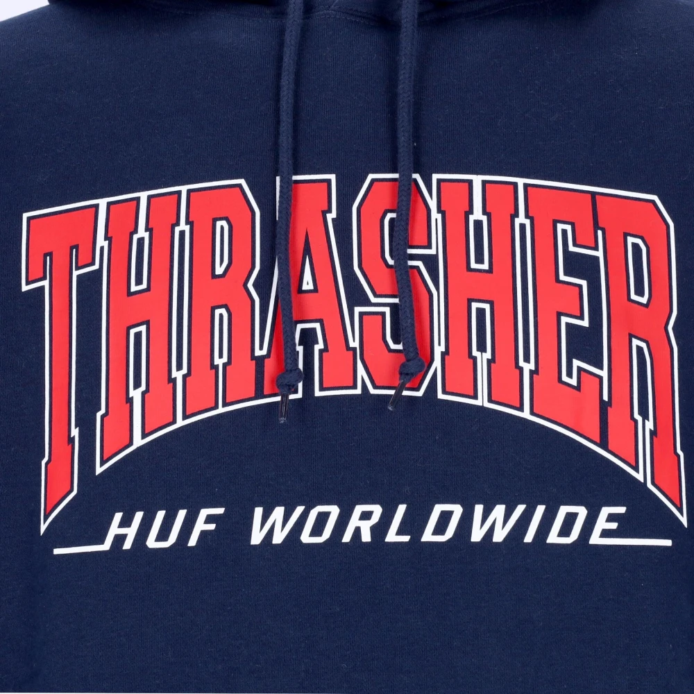 HUF Navy Thrasher Heren Hoodie Sweatshirt Blue Heren