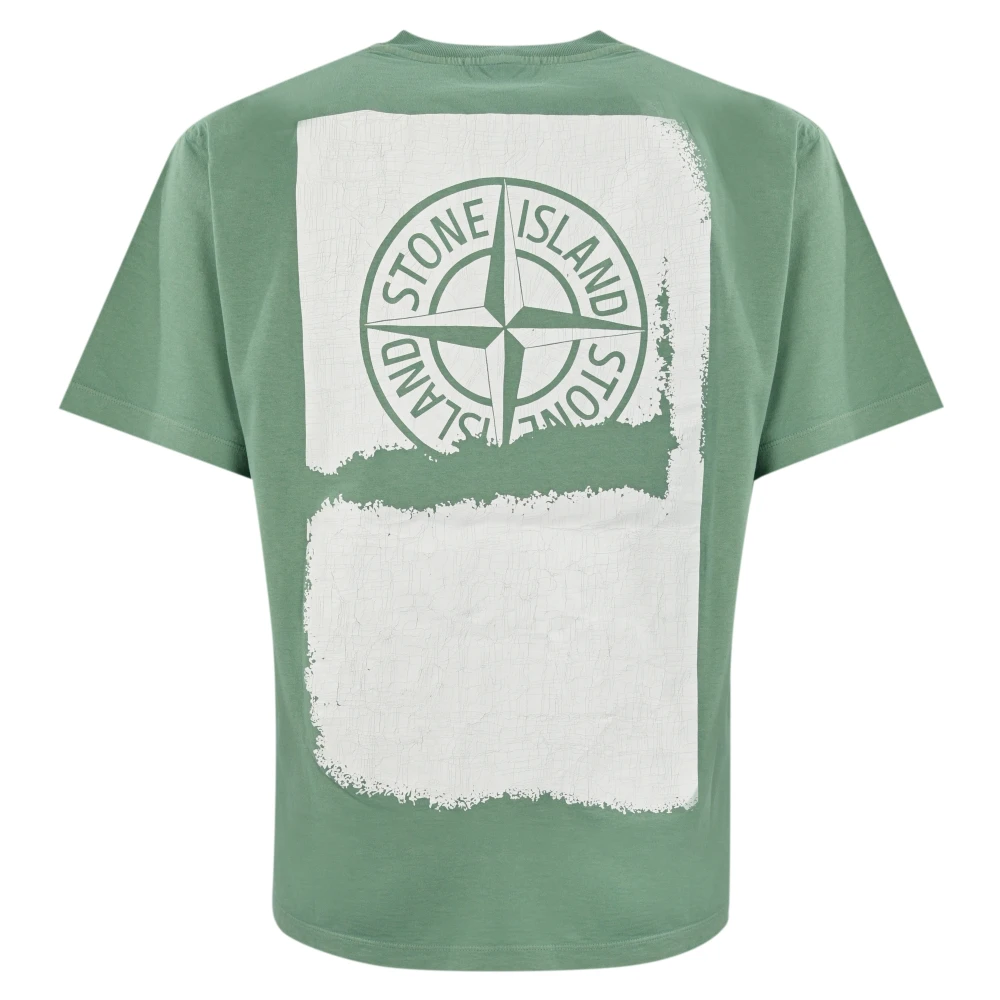 Stone Island Heren T-shirt met print Green Heren