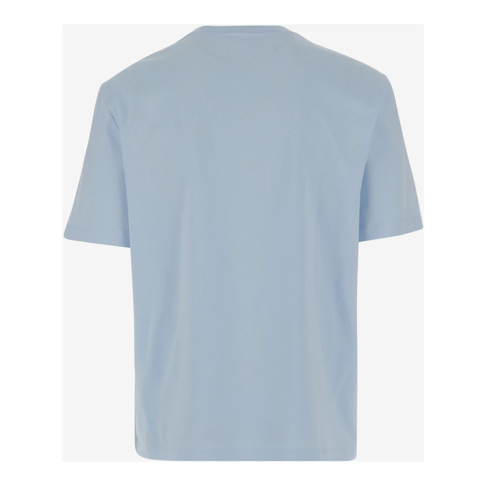 Versace Katoen Crew Neck Logo Print T-shirt Blue Heren