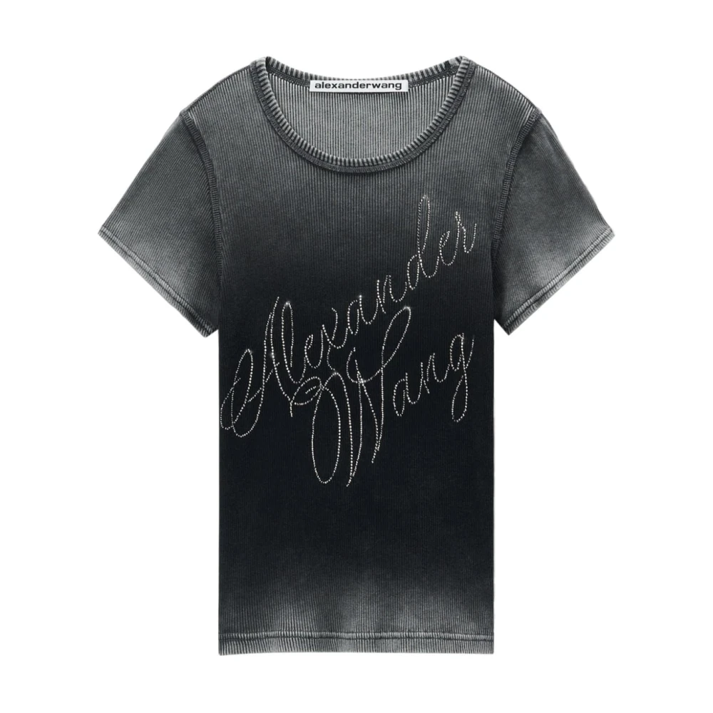 alexander wang Aansluitend T-shirt met Cursief Logo Gray Dames