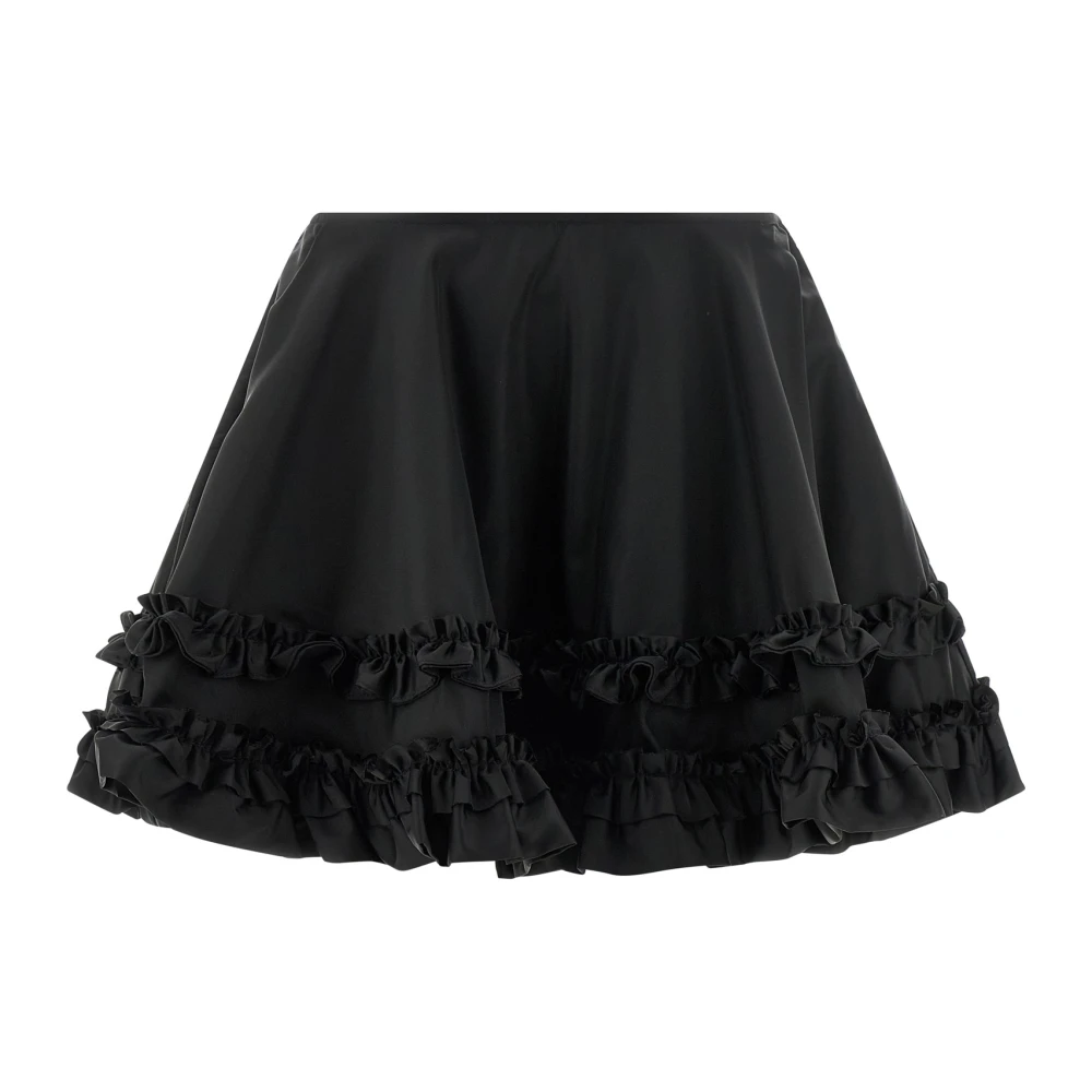 Ganni Women's Black Short Skirts, Xs, Duchesse Nylon Mini Frill