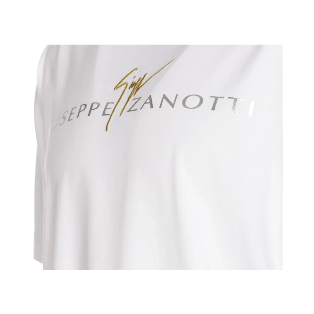 giuseppe zanotti Witte Katoenen Logo T-shirt White Heren