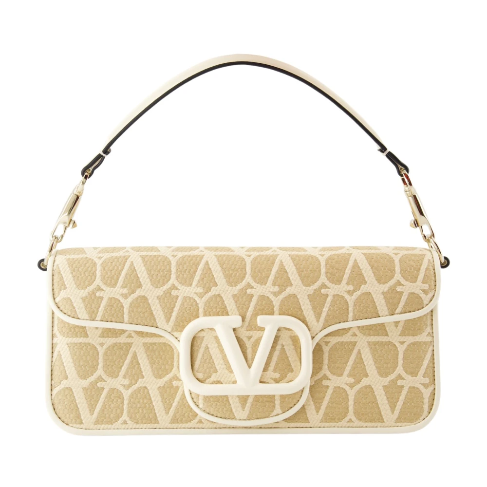 Valentino Garavani Raphia Crossbody Tas met VLogo Print Beige Dames