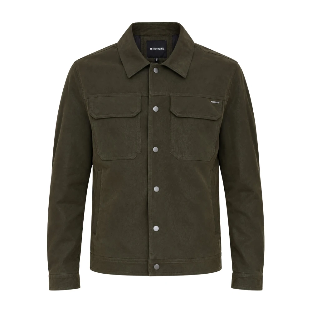 Cappotto verde oliva slim fit in similpelle - Immagine 2