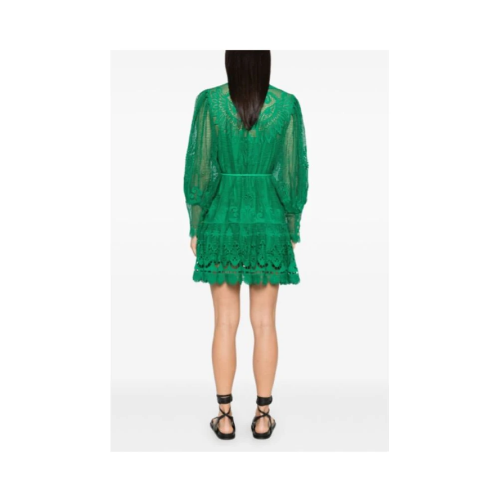 Farm Rio Groene V-hals Knoopmanchet Jurk Green Dames