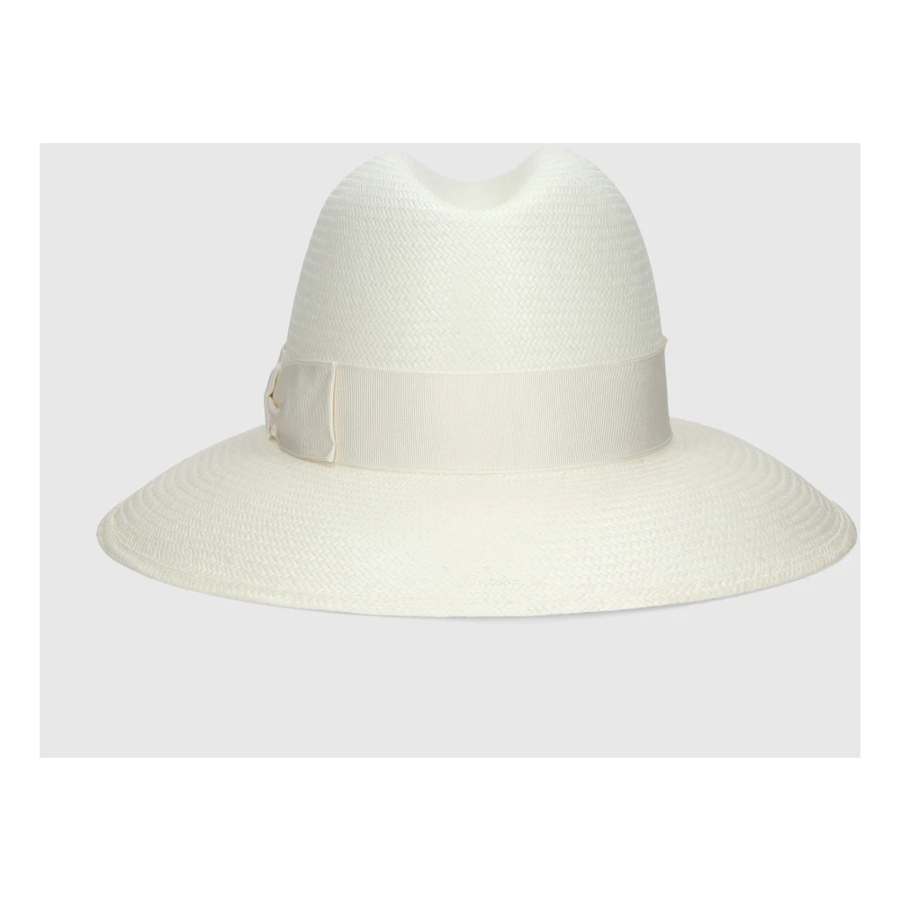 Borsalino Fijne Panama brede rand hoed White Dames