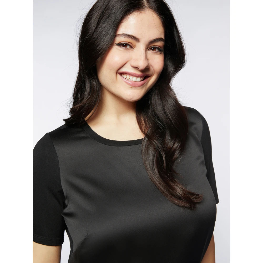 Fiorella Rubino Satin en Jersey T-shirt Black Dames