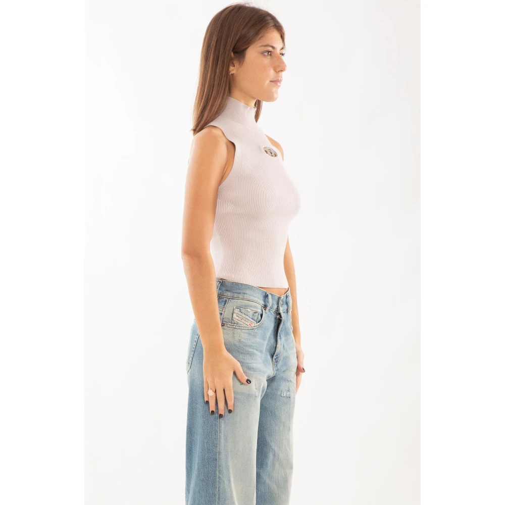Diesel Oval D Turtleneck Top Gray Dames