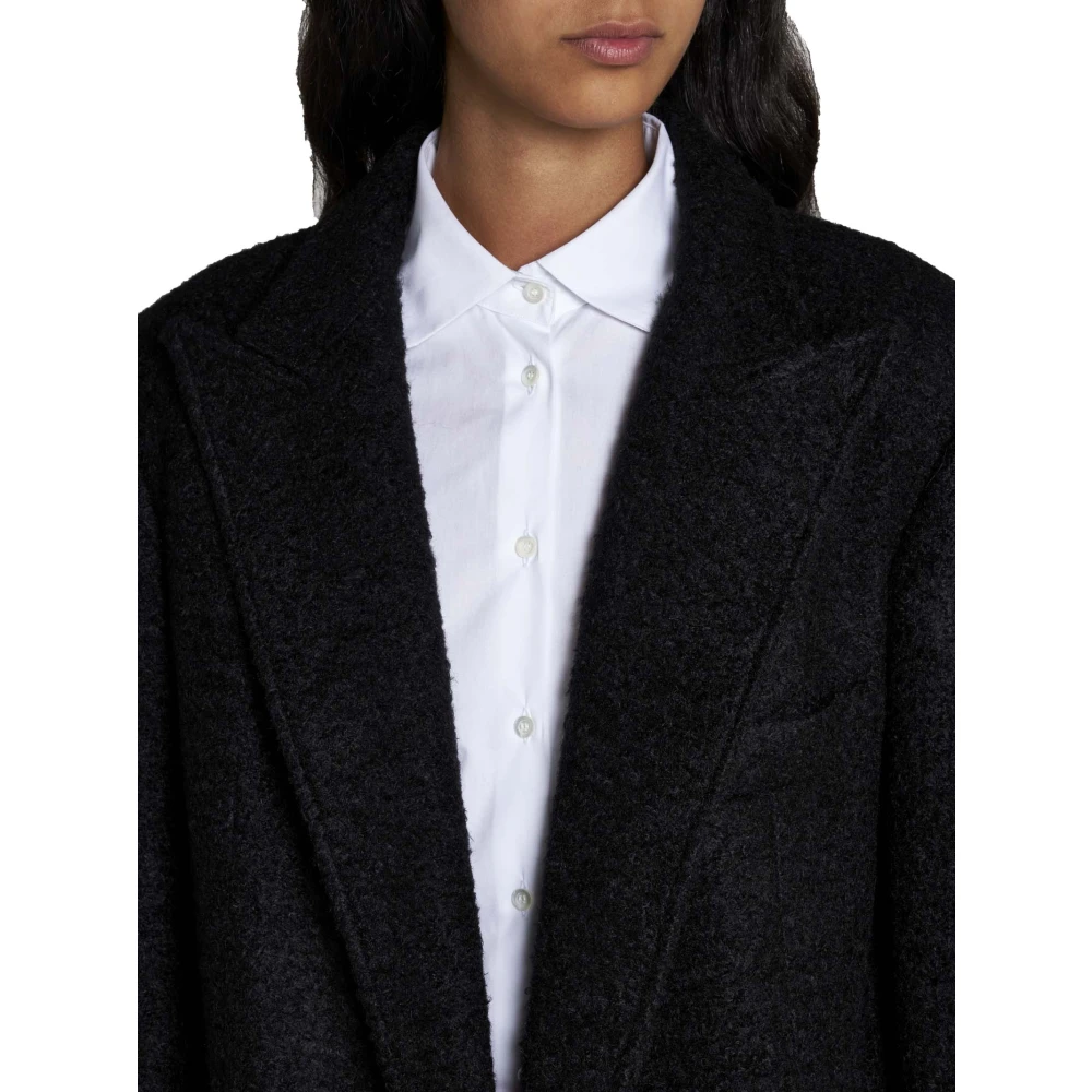 Blanca Vita Gevilte Enkelrij Lange Jas Black Dames