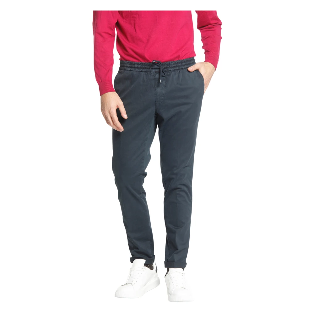 Mason's Heren Chino Jogger Broek in Katoen Modal Blue Heren