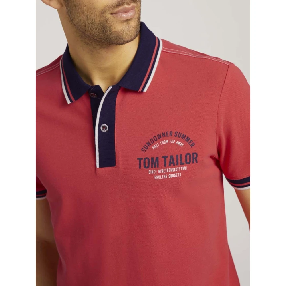 Tom Tailor Polo Shirt met Print Red Heren