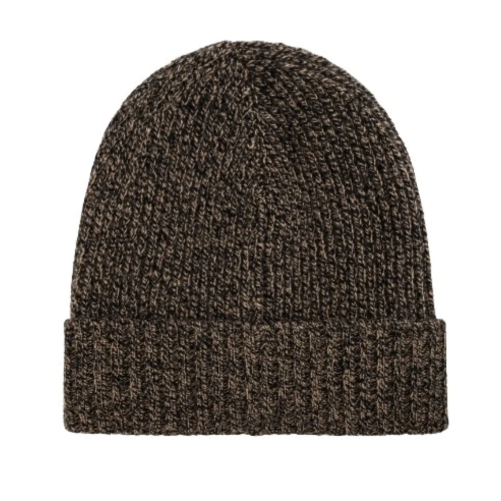 Dolce & Gabbana Bruine Wol Logo Patch Beanie Brown Unisex
